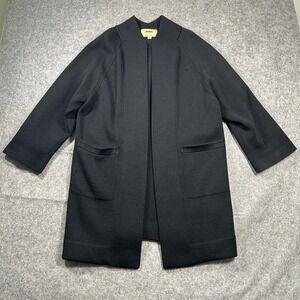 Vintage Dorce Leroy Knitwear Sweater Womens Large Cardigan Black 100% Wool Flaws